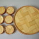 Old tray and 6 under glasses bamboo decoration butterfly deco vintage living room