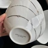 5 White and Silver Porcelain Bowls Made in France