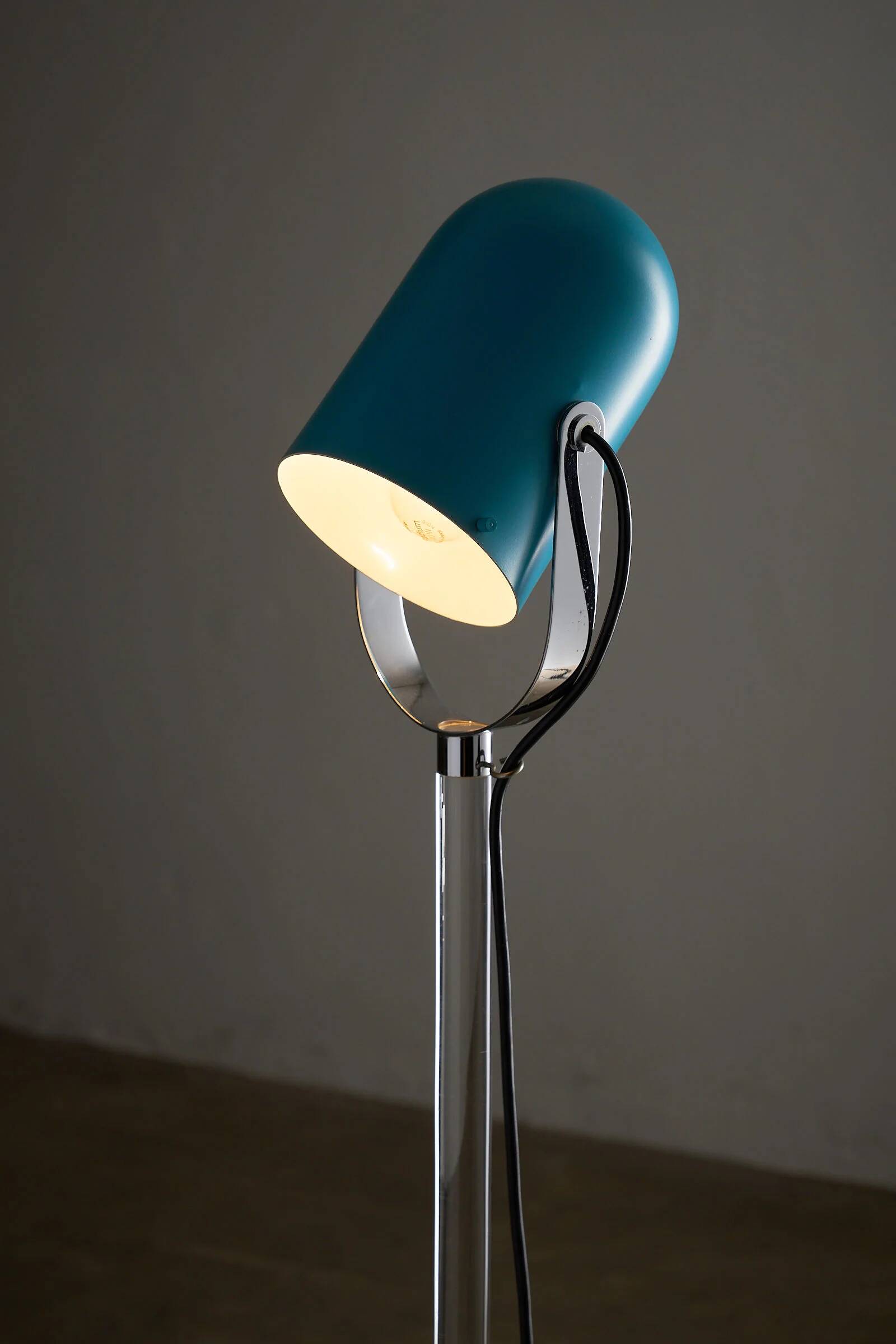 Turquoise floor lamp with plexi stem by Cosack