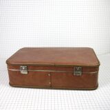 Cardboard and brown leather case