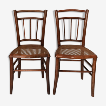 Duo de chaises bistrot cannage