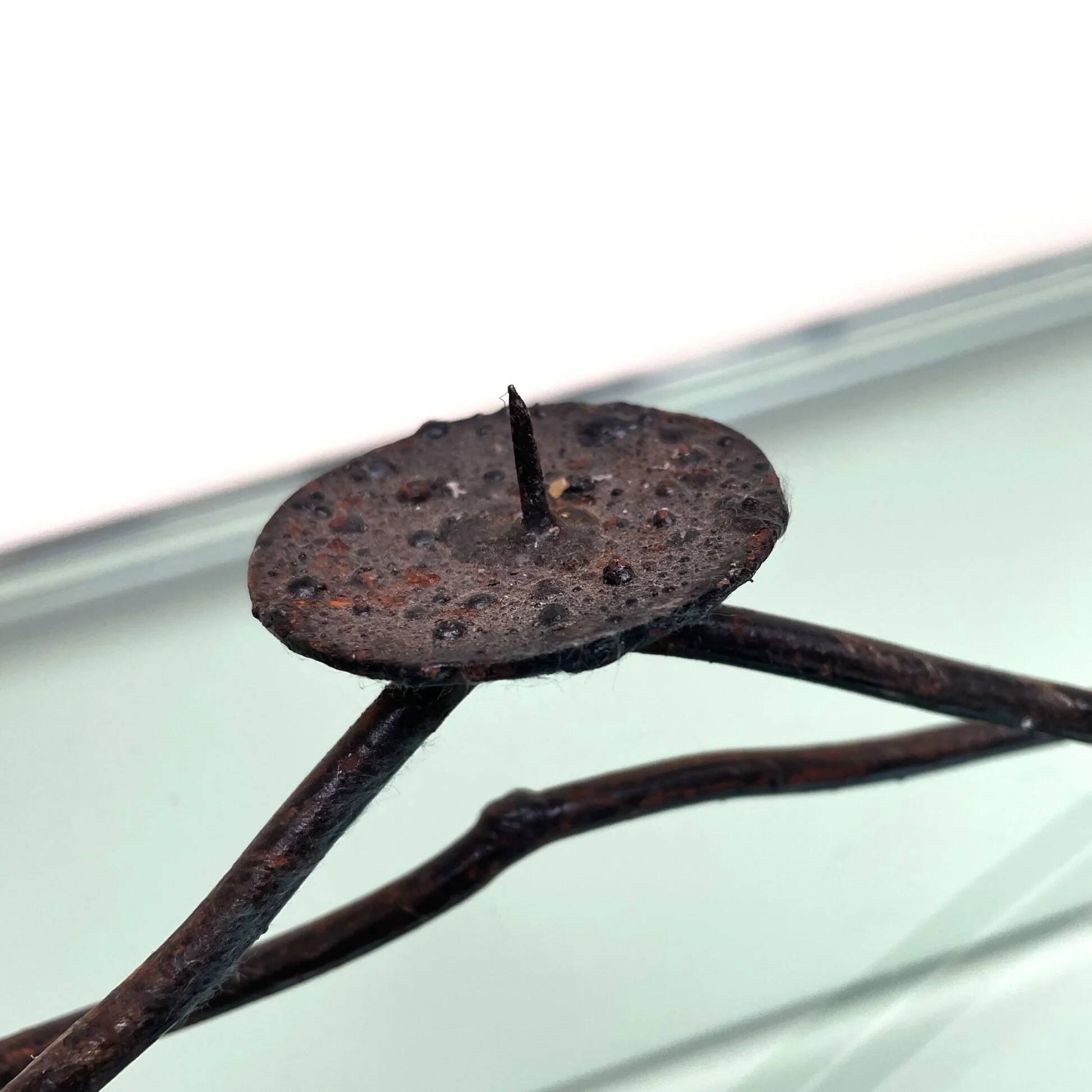 Set of tribal brutalist metal candle holders women