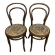 Pair of vintage bistro chairs – bentwood – floral upholstered seat