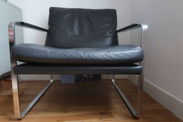 fauteuil Preben Fabricius Pour Walter Knoll En cuir noir