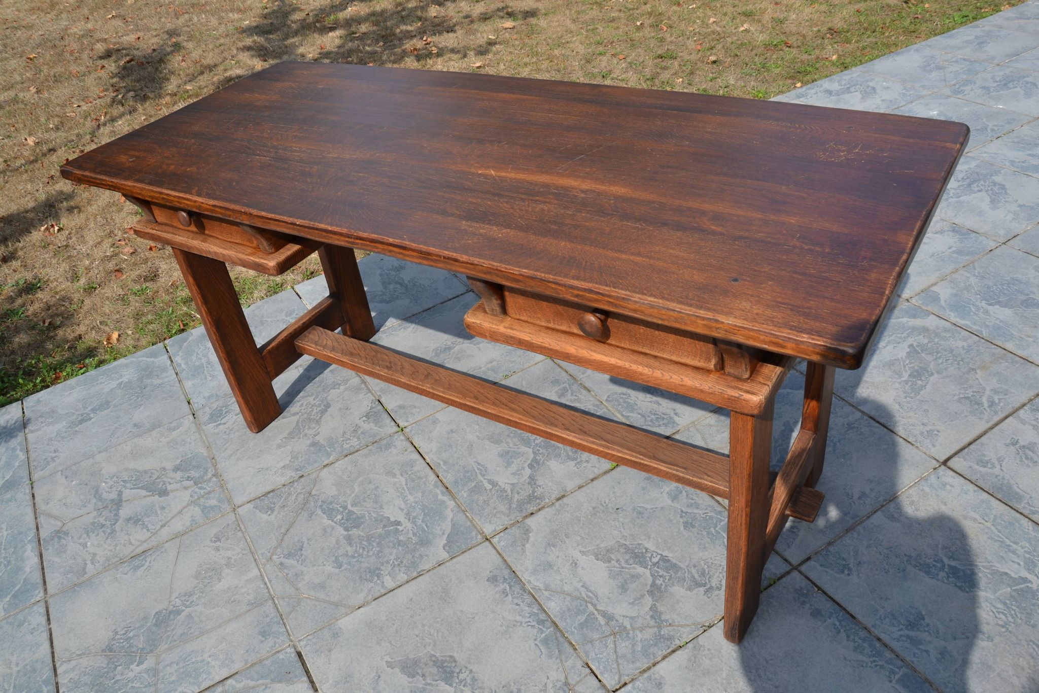 "Brutalist" farmhouse desk/table in solid oak