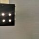 Space-Age square hanging lamp in white and black lacquered metal.