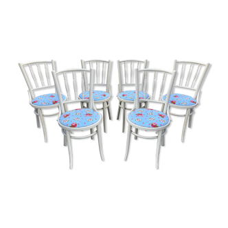 Suite of 6 old bistro chairs