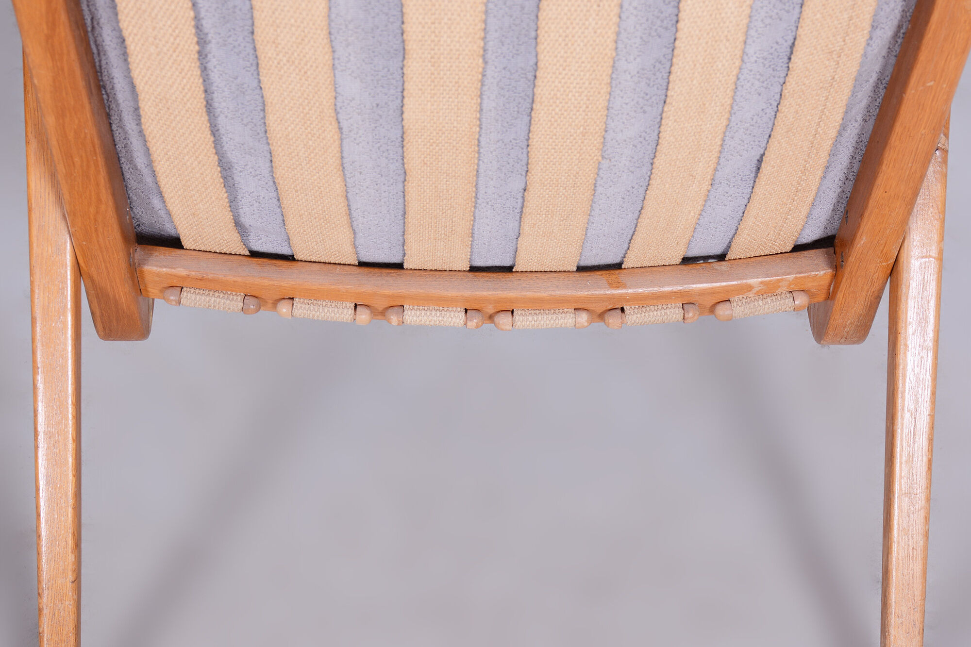 Grey mid century oak armchair by Jan Vanek 1950s Czechia