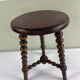 Signed turned wood tripod stool