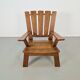 Fauteuil en bois brutaliste avec revêtement en cuir marron, Allemagne, années 1960.
