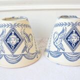 Lot de 2 abat-jour à clips toile de Jouy bleu