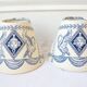Set of 2 clip lampshades in blue toile de Jouy.