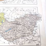 Old map of Austria, Czechoslovakia, Hungary 43x43cm from 1950