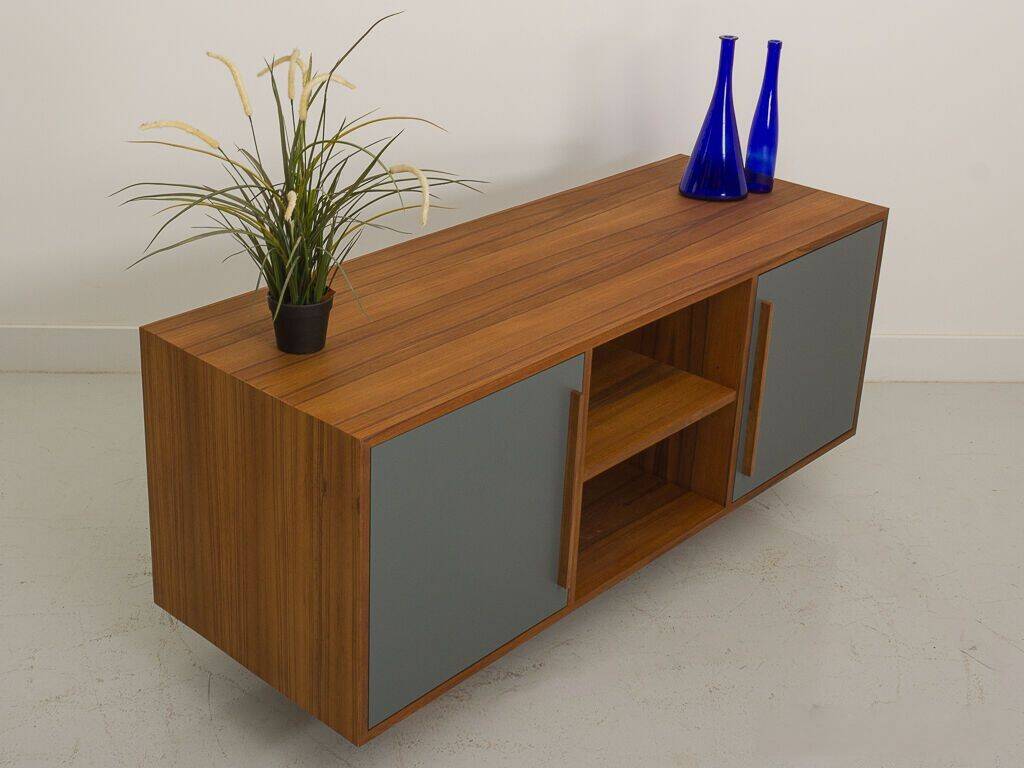 Teak TV cabinet with 2 doors and a niche with shelf