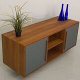 Teak TV cabinet with 2 doors and a niche with shelf