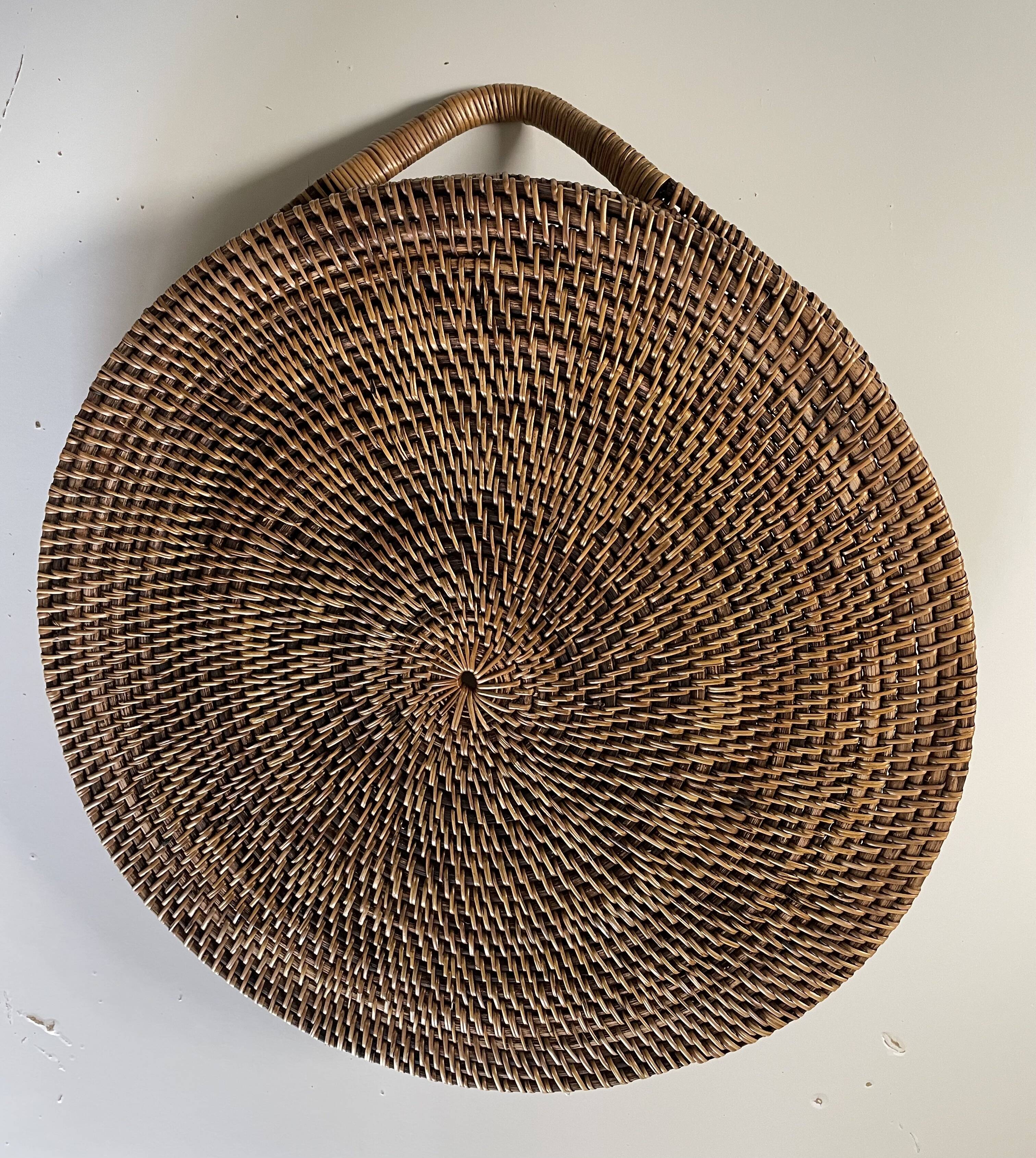 XXL woven rattan tray diameter 46 cm