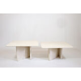 Pair of travertine trundle tables, Italy