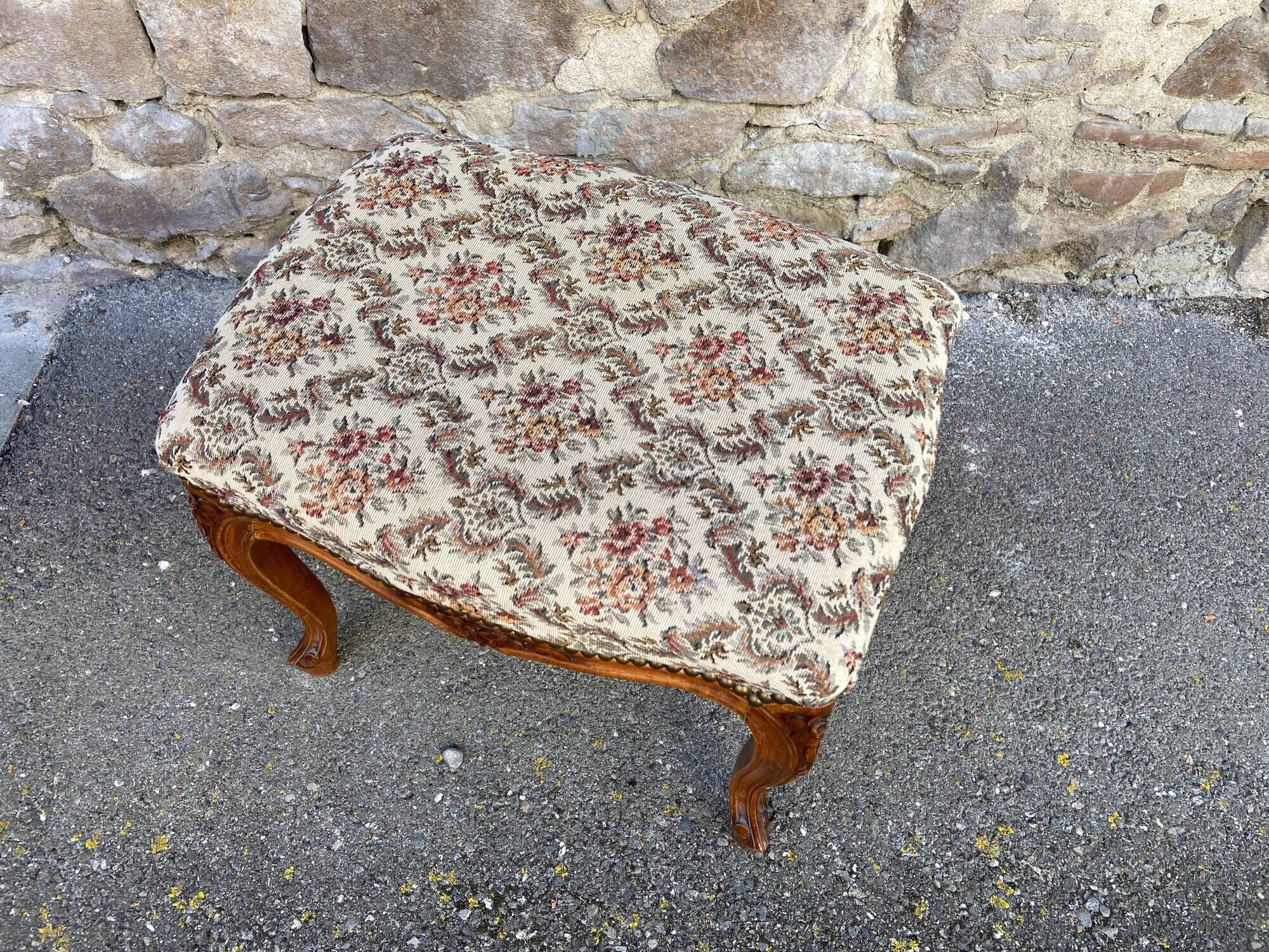 antique Louis XV Rocaille Rococo French vintage ottoman stool footstools
