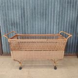 Vintage rattan wicker cot