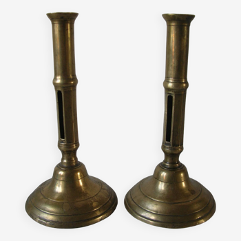 Old pair of brass candlesticks 21 cm country kitchen decor