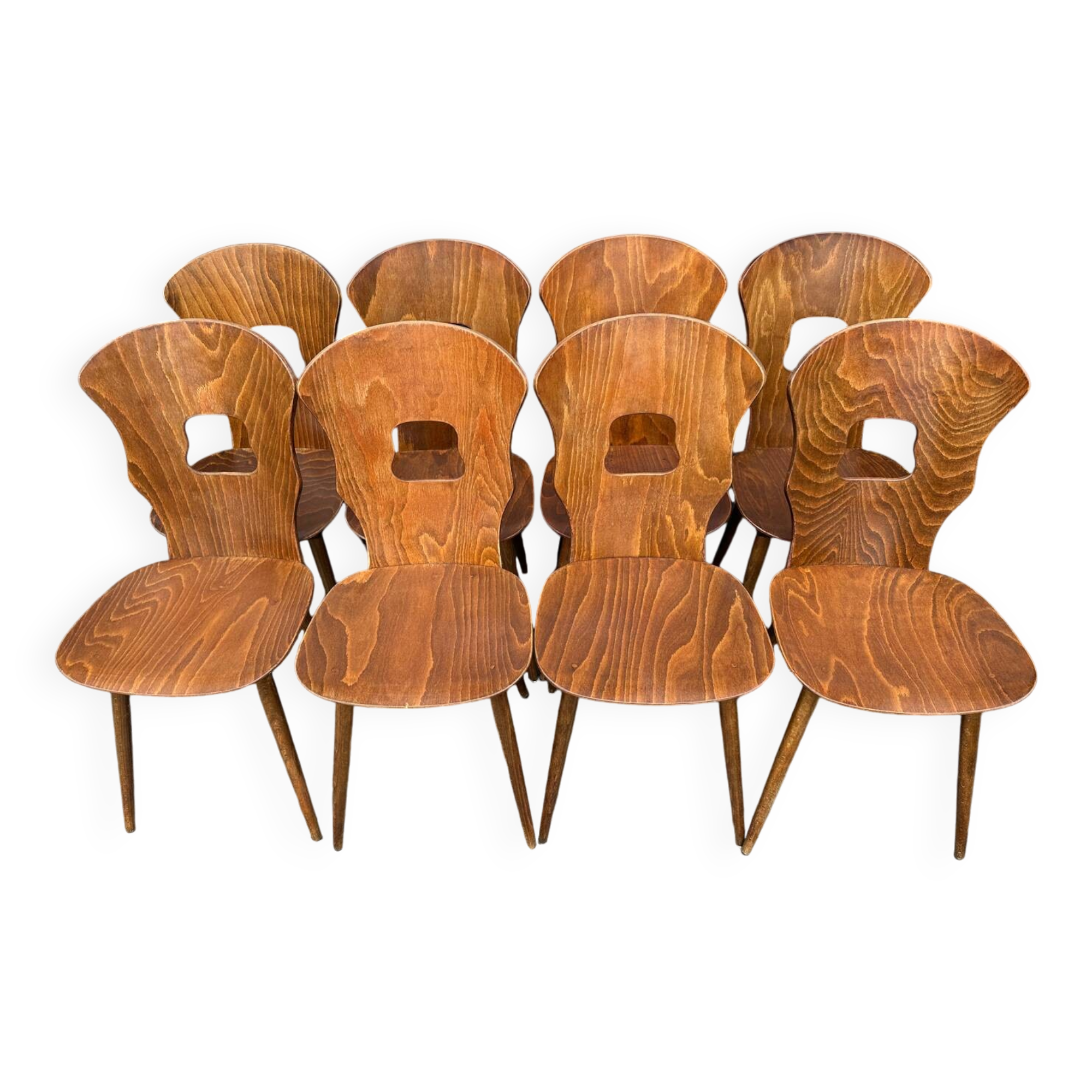Suite de 8 chaises de bistrot Baumann vintage années 1970