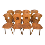 Set of 8 vintage Baumann bistro chairs from the 1970s