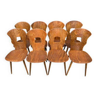 Suite de 8 chaises de bistrot Baumann vintage années 1970