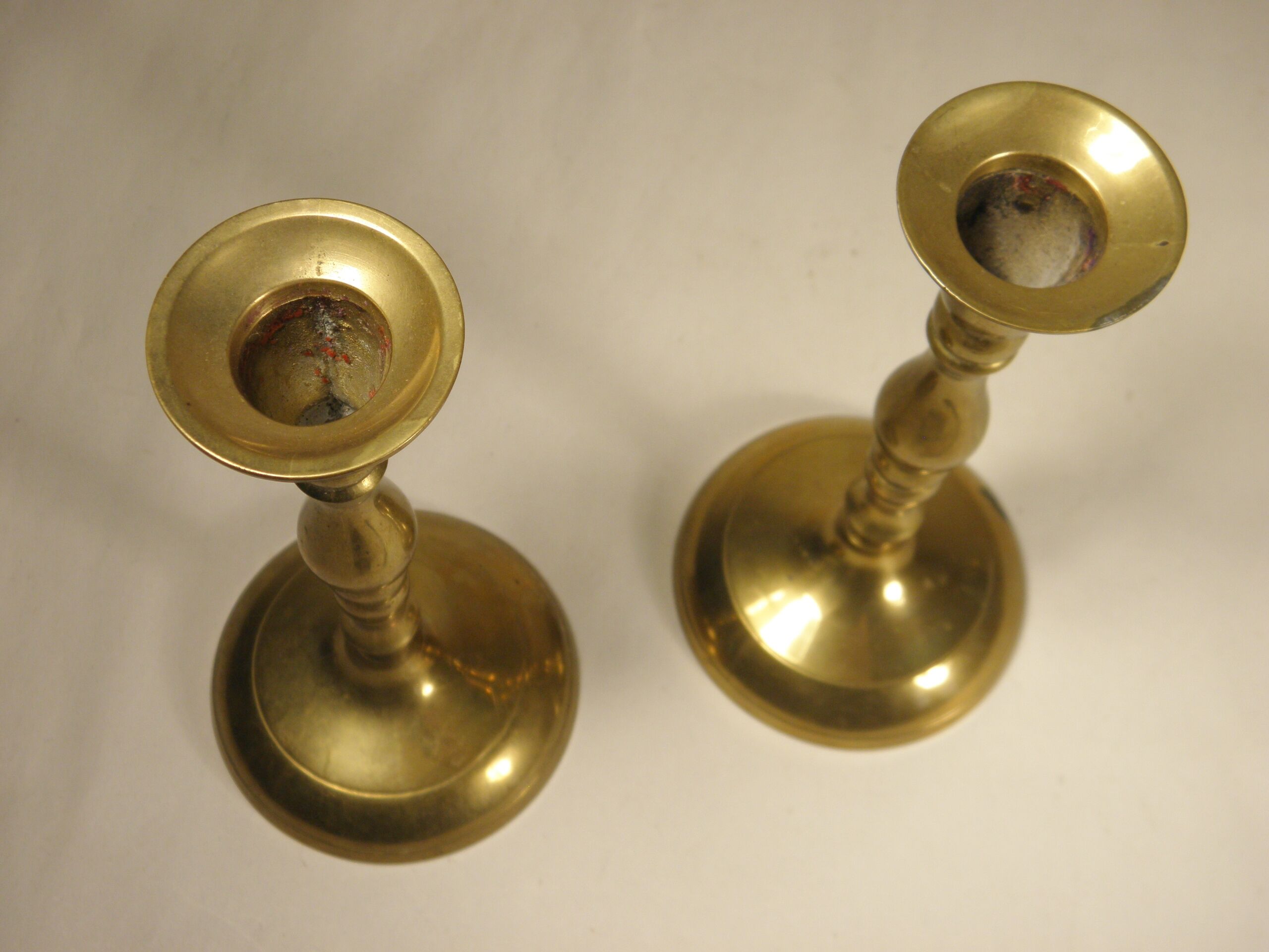 Pair of brass candle holders