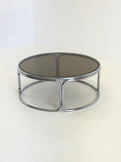 Space Age Coffee Table with Smoked Glass and Chrome