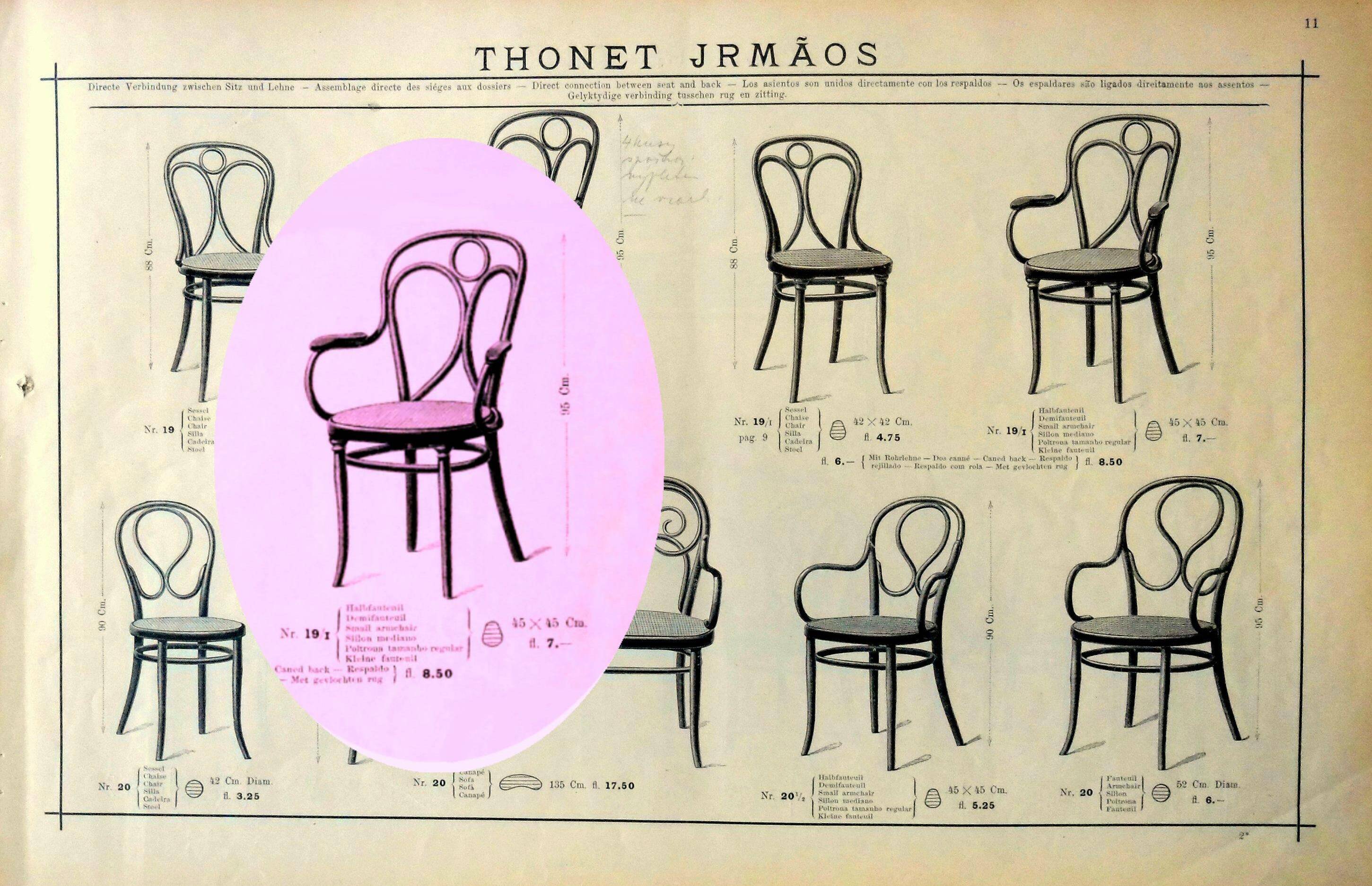 Fauteuil Thonet N°19 canné neuf , prêt à servir- Vers 1905 -
