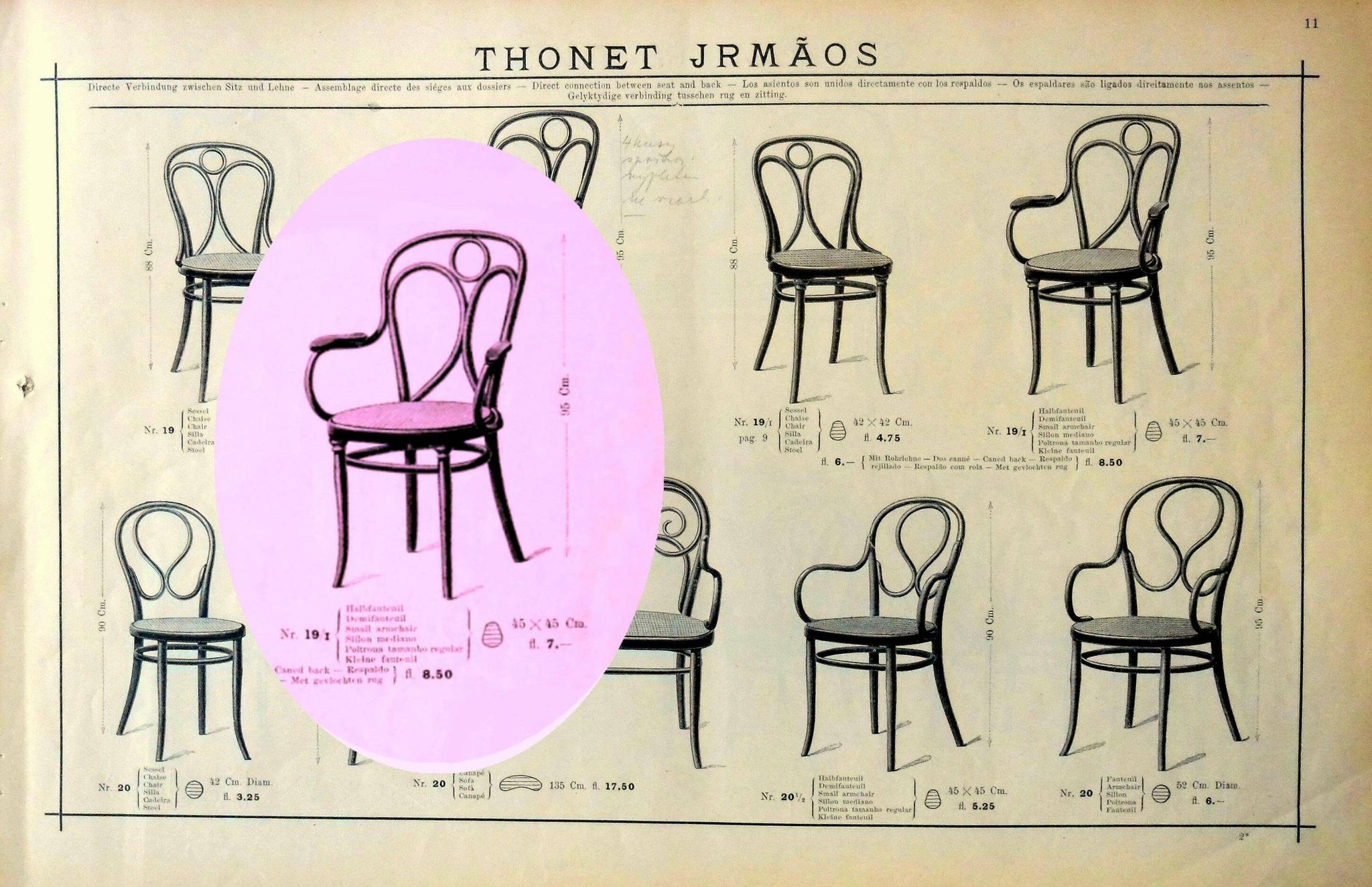 Thonet Armchair No. 19, new caned, ready to serve - Around 1905 -