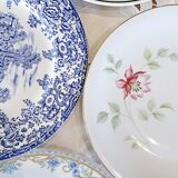 Mismatched antique dinner plates