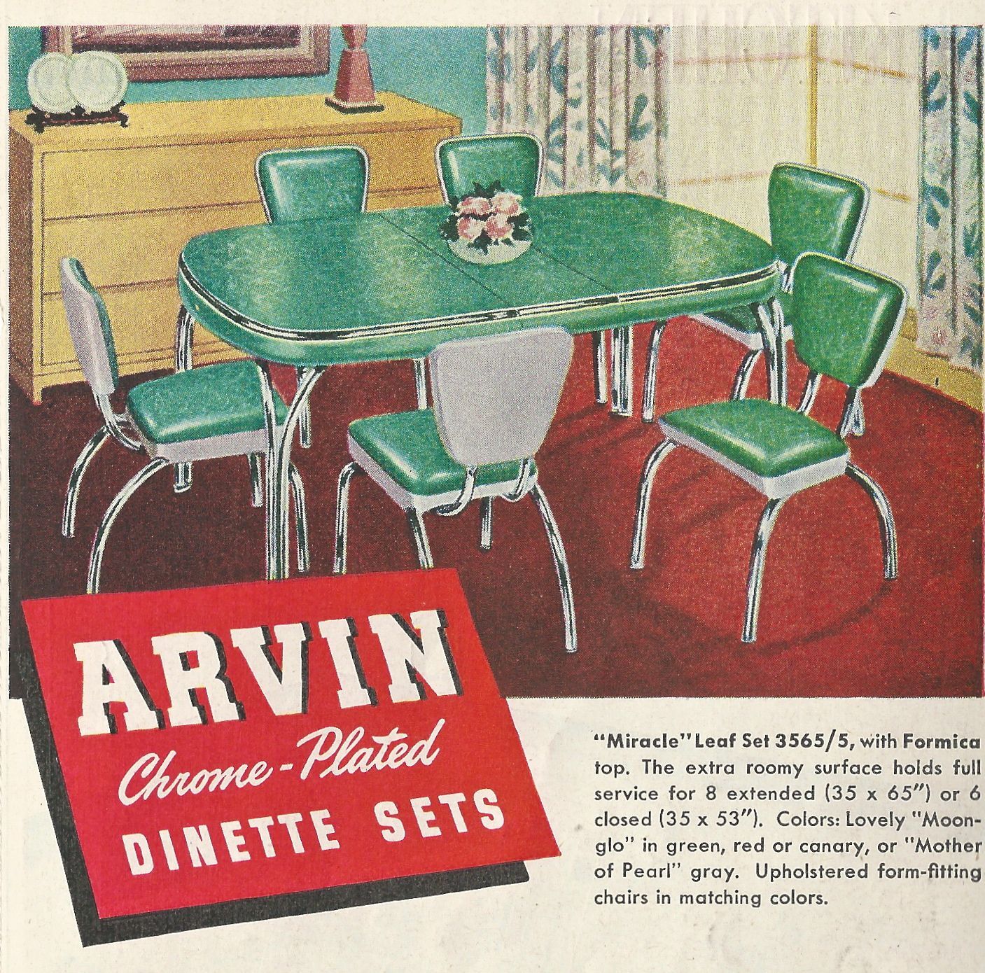 Table formica et chaises par American Fixture, 1950