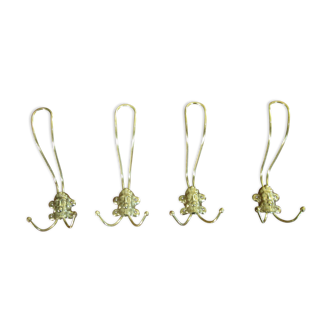 Set of 4 old hooks in gold metal
