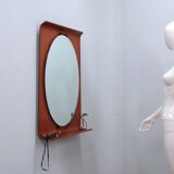 Mid century curved entryway teak mirror 1960s