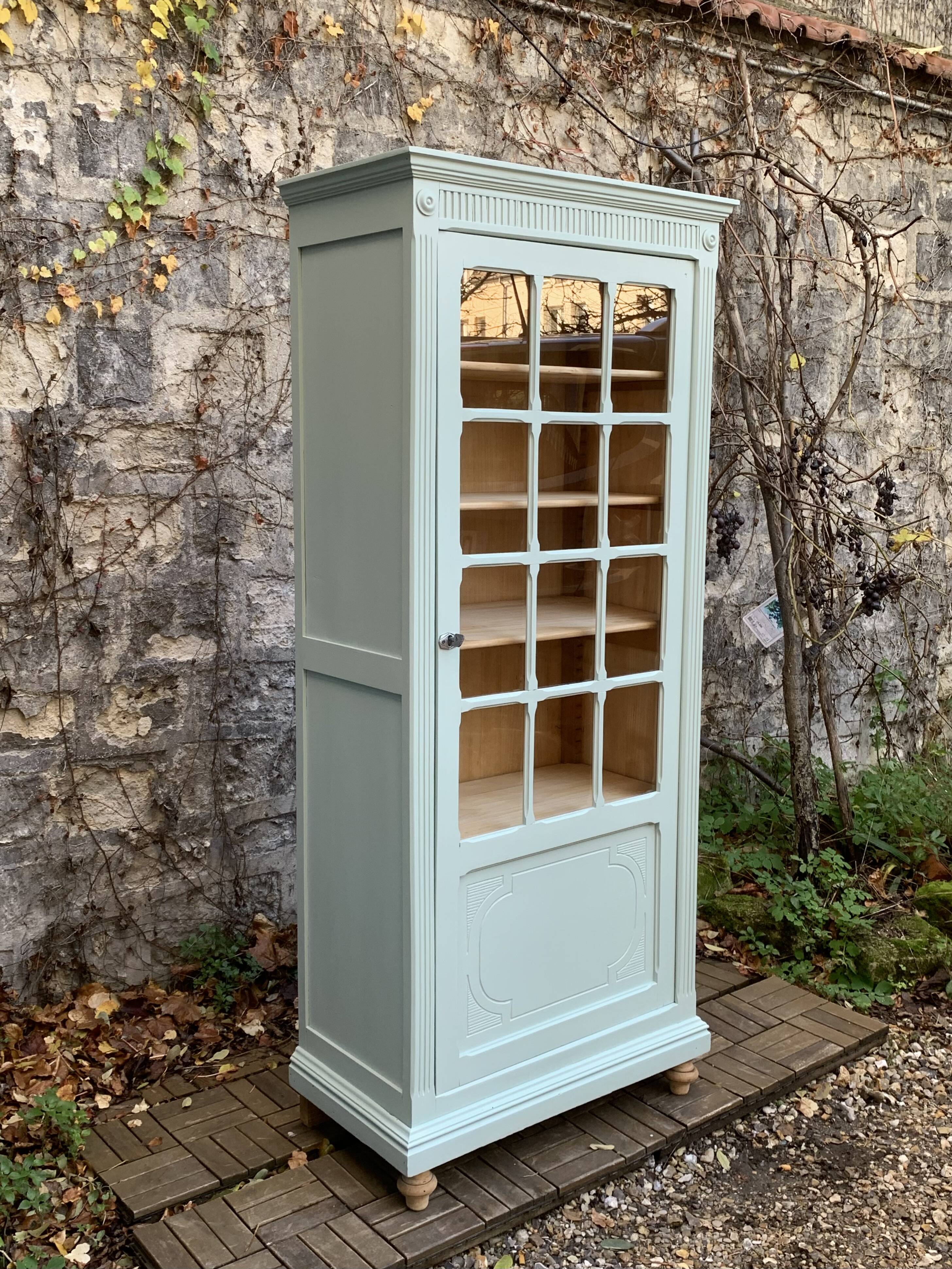 Antique celadon glass Parisian wardrobe H162