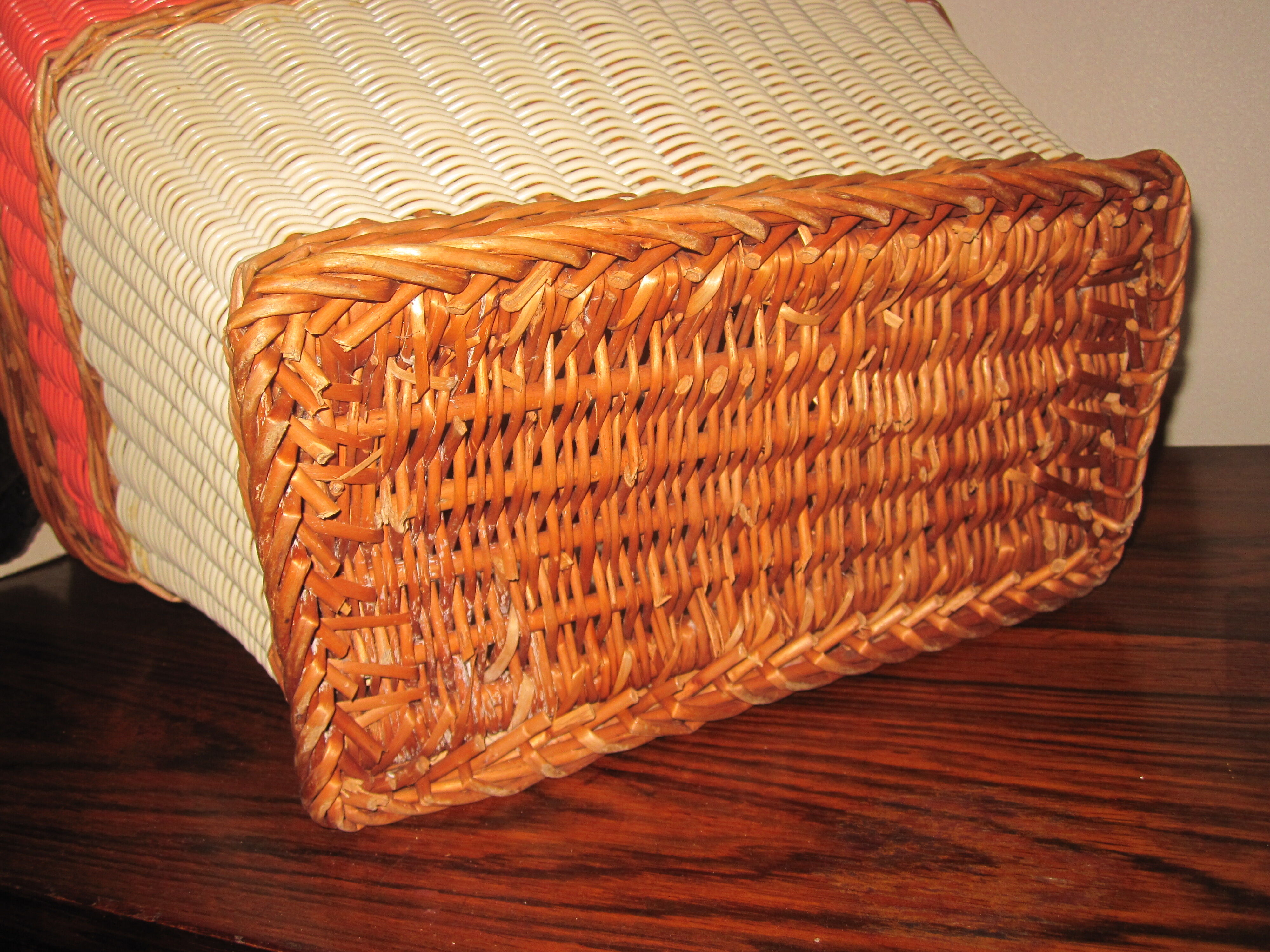 Panier scoubidou et rotin vintage