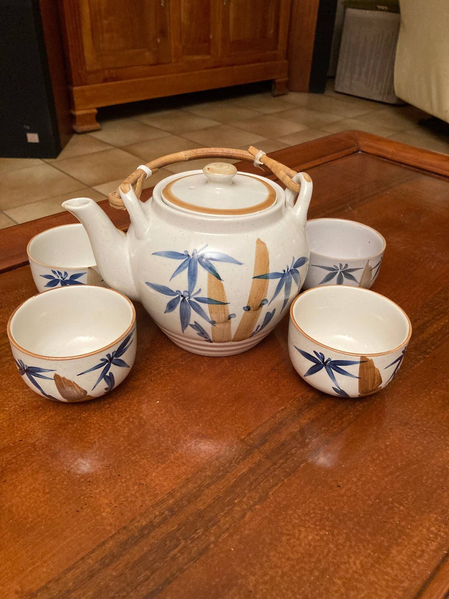 Tea set, palm tree decor, 900ml, 1970s
