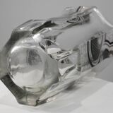 Art Deco Glass Vase with Black Graphic Decoration, France, circa 1940