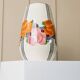 XL ceramic vase Zeh Scherzer - flower and stripe pattern - bulbous shape - hand-painted - Mid-Century design from the 70s