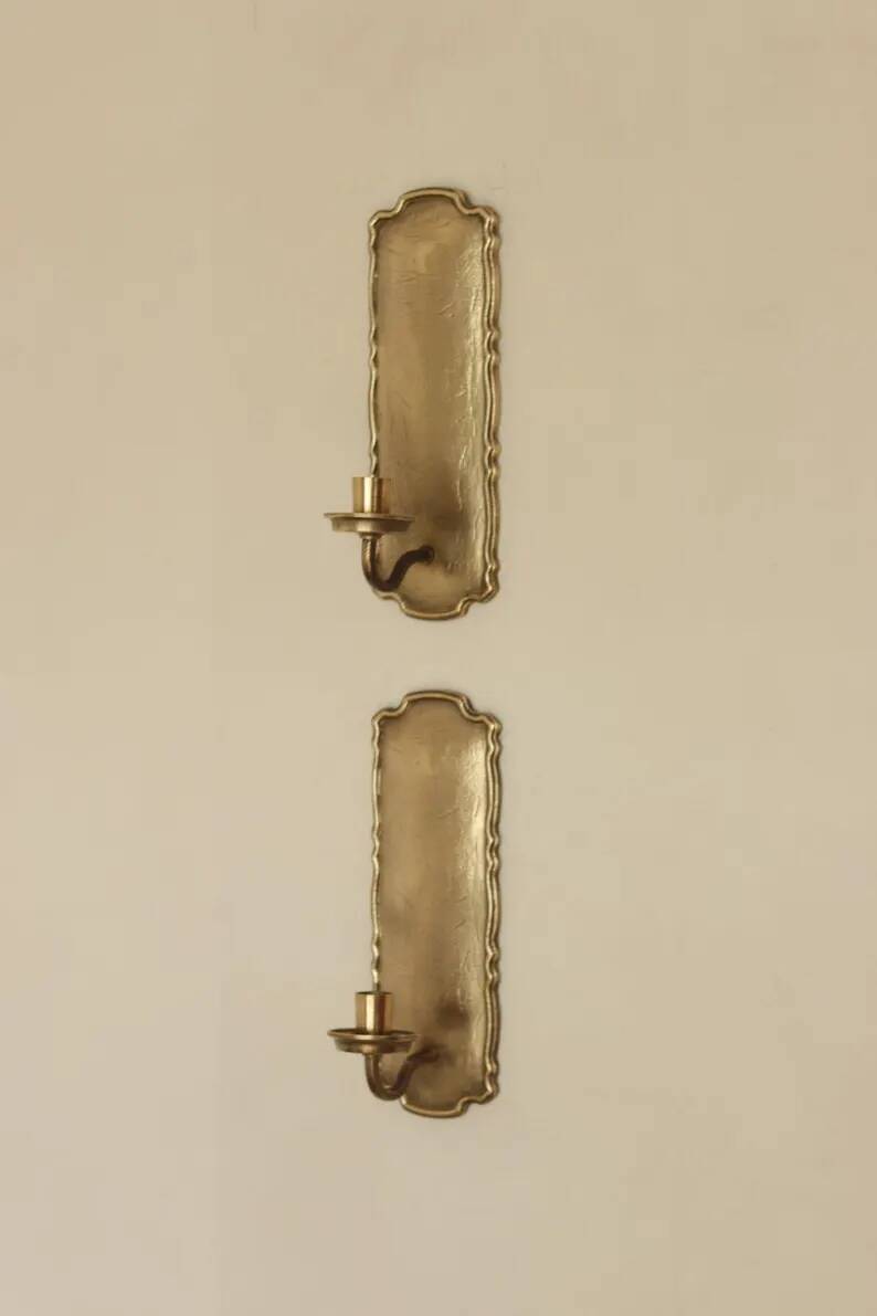 Pair of Swedish Mid-Century Brass Wall Sconces by Scandia