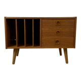 Scandinavian oak chest of drawers with vinyl storage, 60s