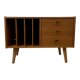 Scandinavian oak chest of drawers with vinyl storage, 60s