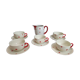 Service à café ou à thé 11 pièces en porcelaine Bavaria beige et petites fleurs oranges