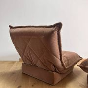 Vintage armchair and ottoman, brown velvet, Switzerland 1960