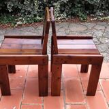 Brutalist Solid Pine Chairs Set of 4, 70s