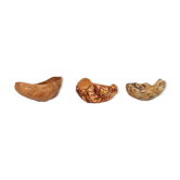 Set of 3 bowls in organic burl wood from Swedish folk art, circa 1960-1970.