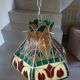 Vintage pendant light with multicoloured stained glass.