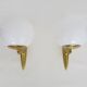 Pair of designer wall sconces in brass and opaline 1980s