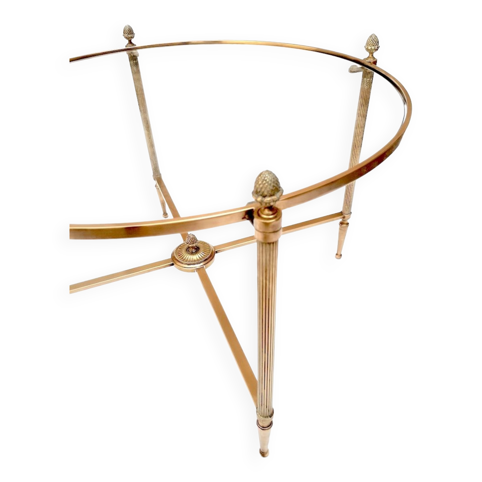 Coffee table brass and round glass design 1960